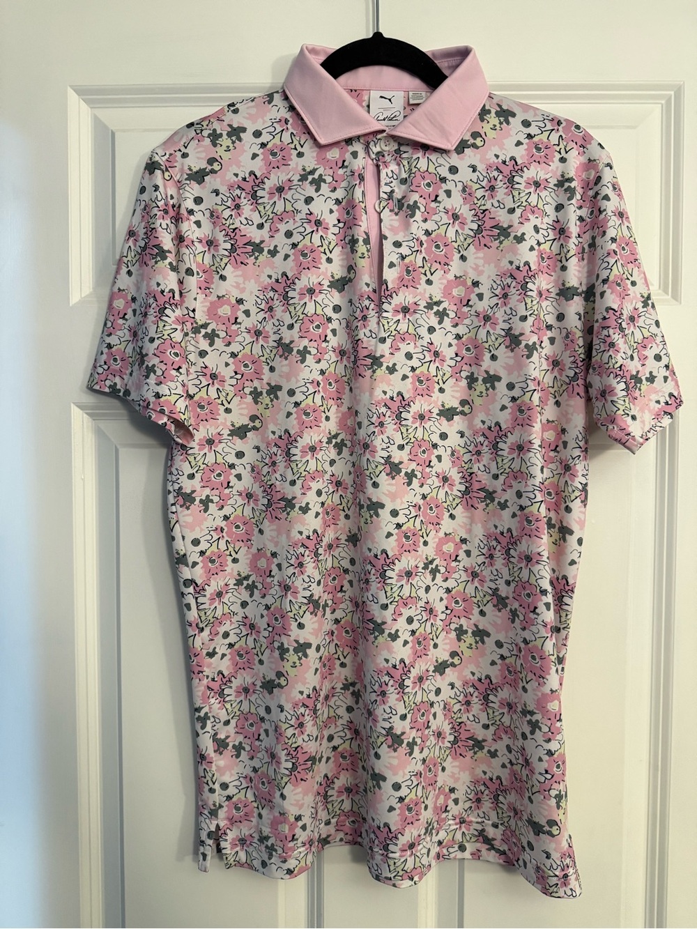 Puma Pink Floral Short-Sleeve Polo